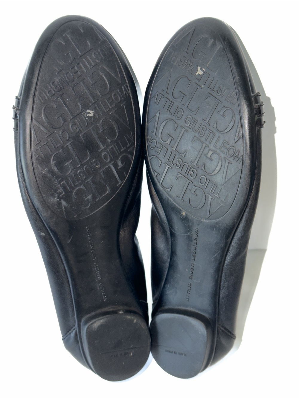 AGL Black Ballet Flats Patent Cap Toe Black Leather Pewter Buckle Women Sz 41/10 - Picture 7 of 12
